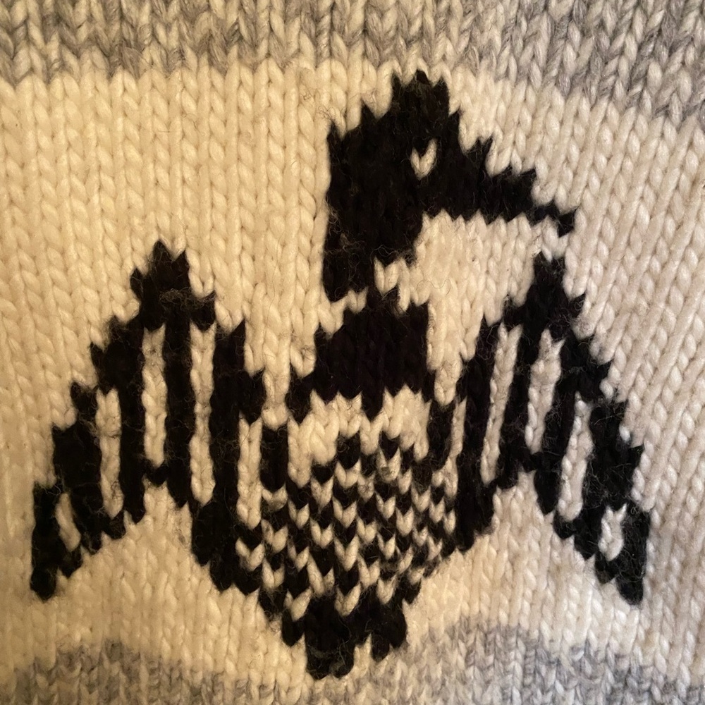 Cowichan Wool Loon Cardigan Large/XL Excel Vintage Used Cond Canadiana Hand Knit - Picture 9 of 16